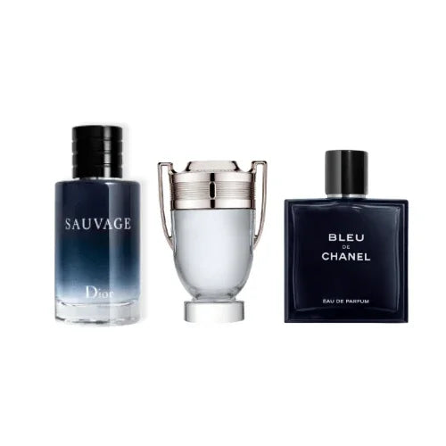 Combo 3 Miniaturas - Dior Sauvage + Invictus Rabanne + Bleu de Chanel
